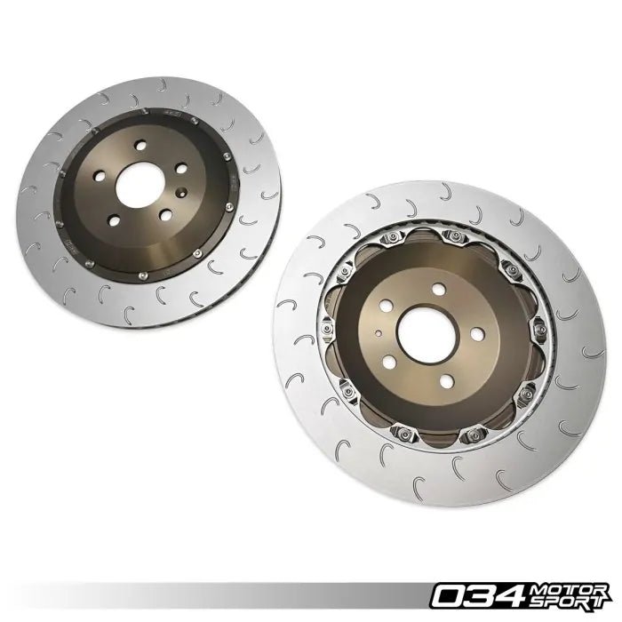 034Motorsport 2-Piece Floating Rear Brake Rotor 355mm Upgrade - VW/Audi MQBe Golf R (Mk8) / S3 (8Y) - Equilibrium Tuning, Inc.